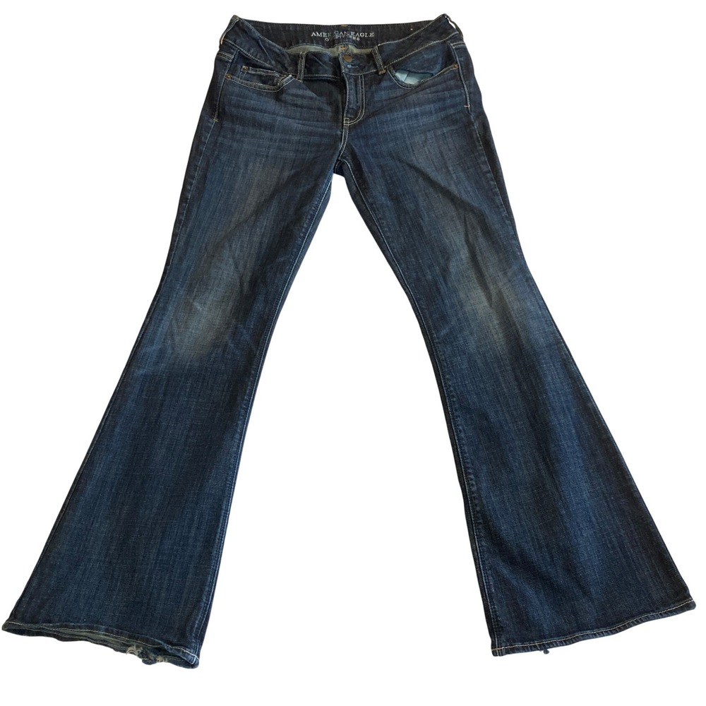 American Eagle Jeans Women Size 10 Artist Stretch Flare Dark Wash Blue BOHO